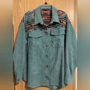 David & Dani Long sleeve turquoise top